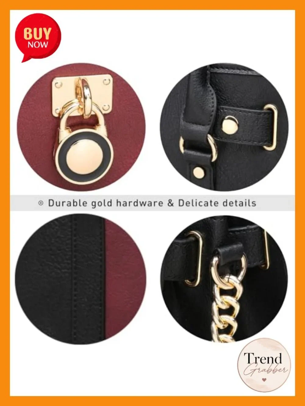 Vegan PU Leather Satchel Handbag Set with Wristlet, Top Handle Tote Shoulder Bag